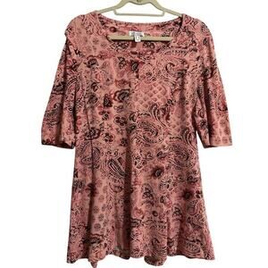 D & Co Denim & Company small paisley print tunic mini dress‎